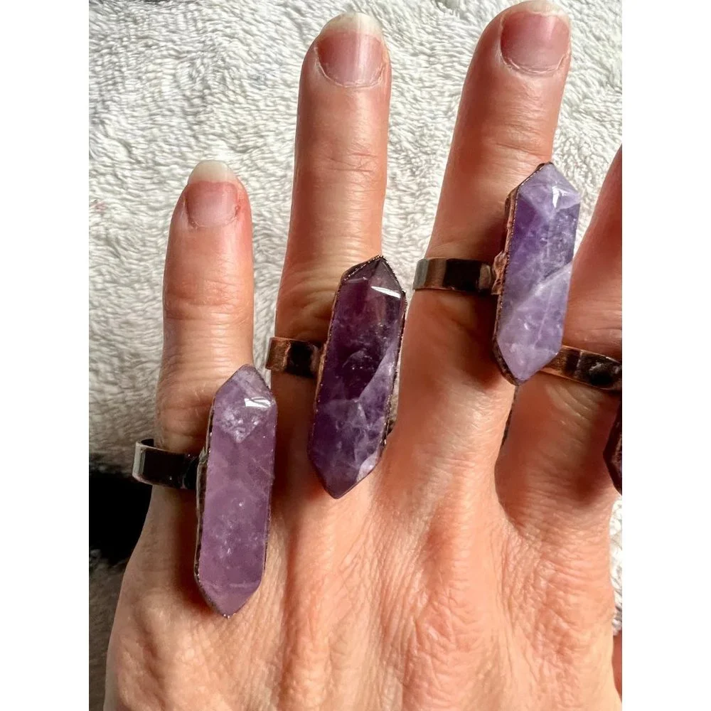 Crown Chakra Amethyst Tower Ring 5 6 7 8 9 - Picture 4 of 5